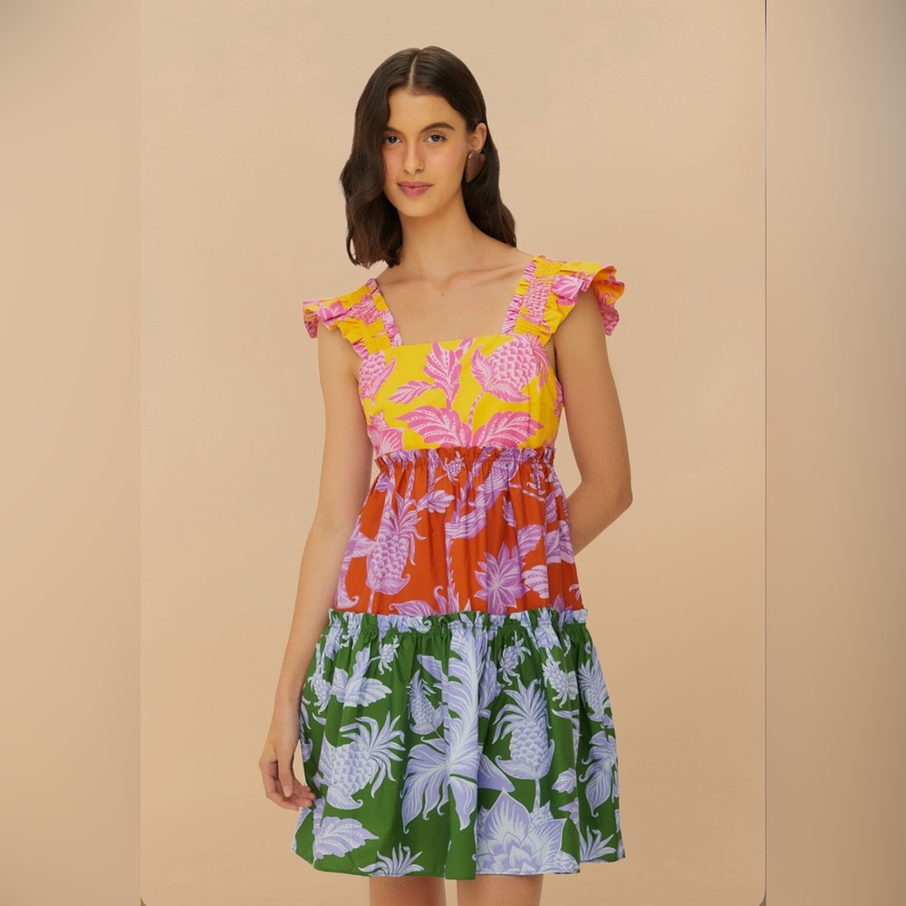 Farm Rio Mixed Tropical Swing Mini Dress